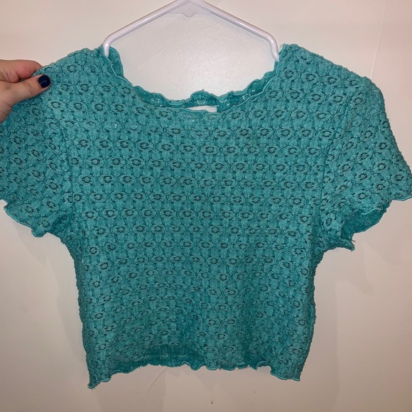 Topshop Turquoise Crop Top - Picture 3 of 5